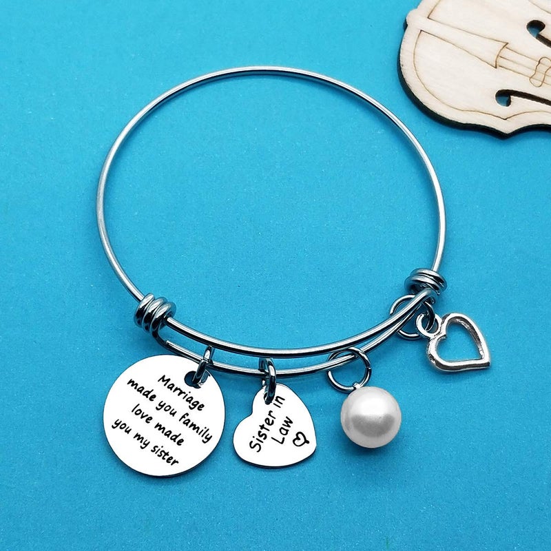 Xiahuyu Sister in Law Gifts Marriage Made You Family Love Made You My Sister Bangle Bracelet Christmas Birthday Gifts Mothers Day Wedding Gifts for Sister in Law - Image 3